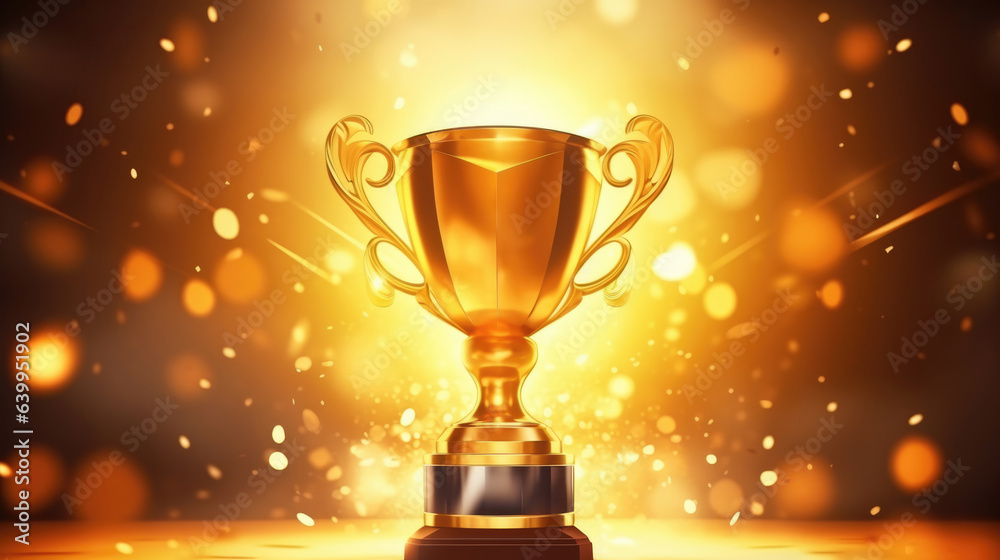 Champion golden trophy for winner background. Success and achievement concept. Sport and cup award theme. Champion golden trophy for winner background. Success and achievement concept. Sport and cup award theme.