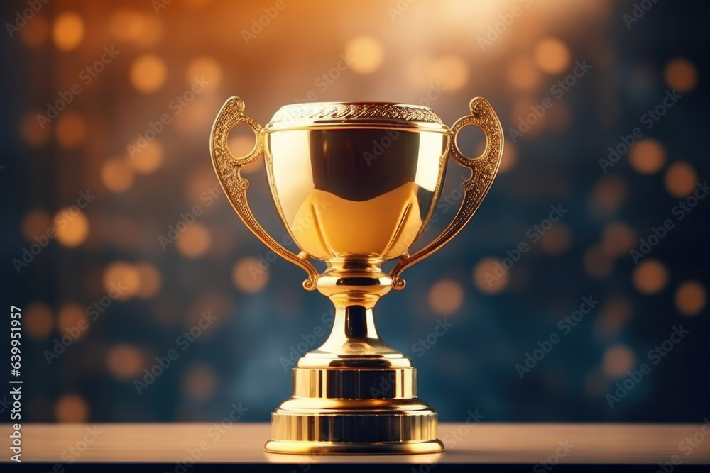Champion golden trophy for winner background. Success and achievement concept. Sport and cup award theme. Champion golden trophy for winner background. Success and achievement concept. Sport and cup award theme.