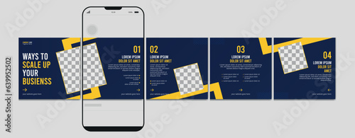 Set Of Instagram Carousel Post Template, Editable Instagram carousel post, social media carousel post for business, template eps 10.