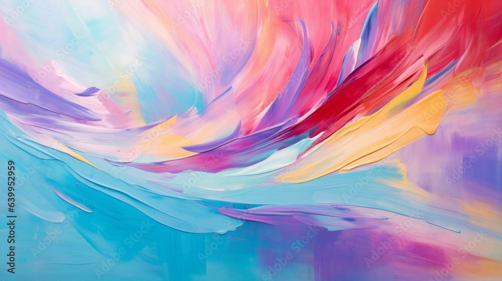 Colorful Abstract Brush Strokes on Canvas