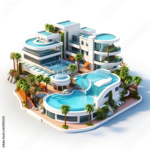 3d render of a beautiful architecture of a resort