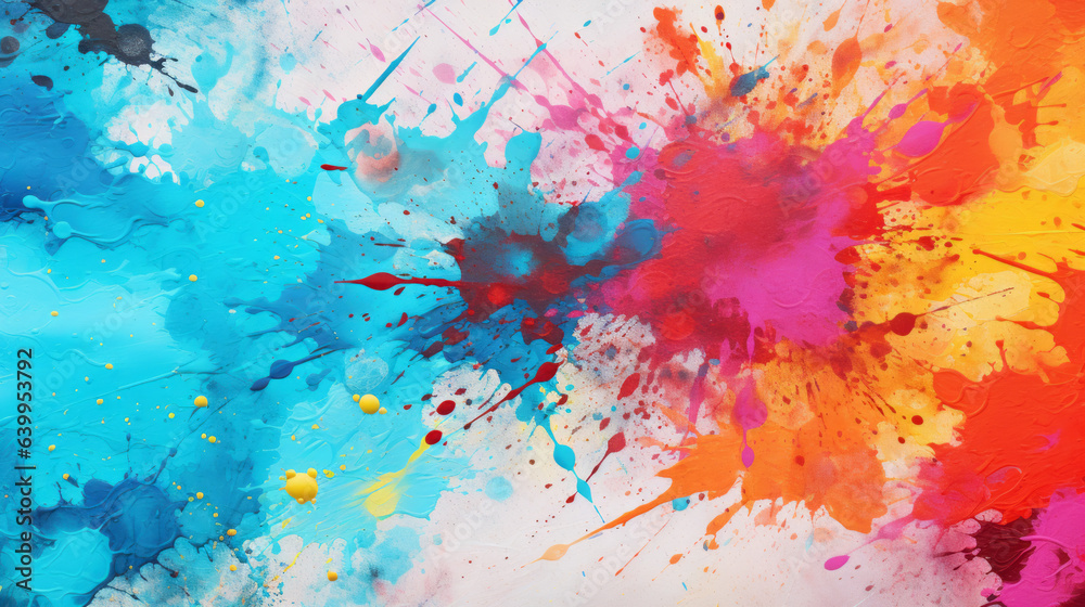 Colorful Abstract Grunge Paint Splatters on Canvas for Creativity
