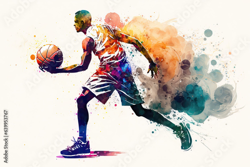 portrait of a basketball player  aquarelle style  ai generated