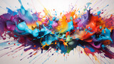 Colorful Abstract Paint Splatters on Canvas