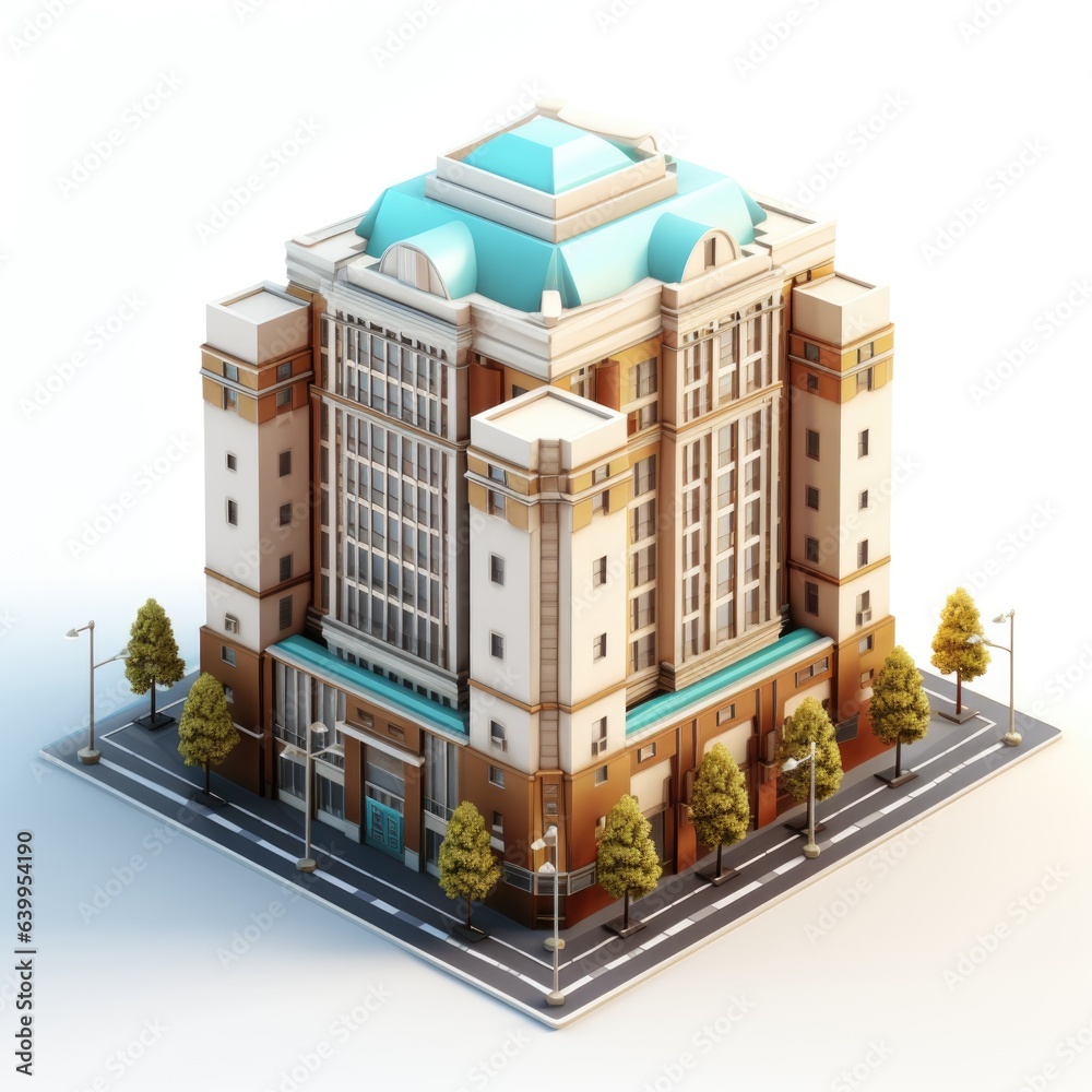 3d isometric rendering of a modern hotel building