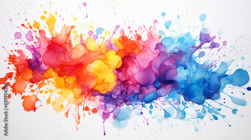 Colorful Watercolor Splashes and Blots on Paper