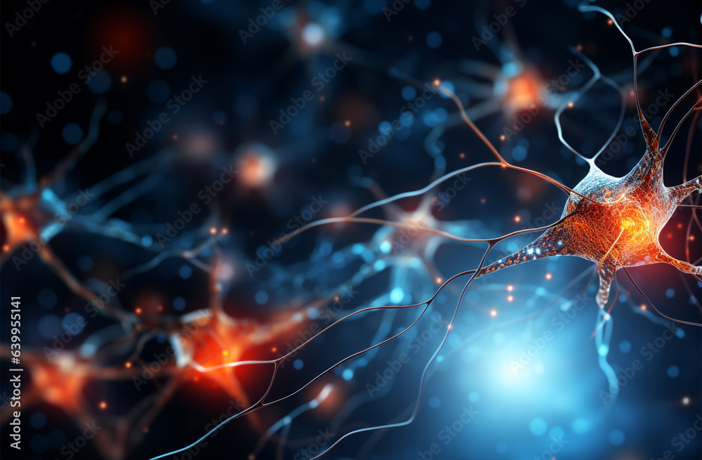 illustration of neuron cell and neurons in space. Science background illustration of neuron cell and neurons in space. Science background