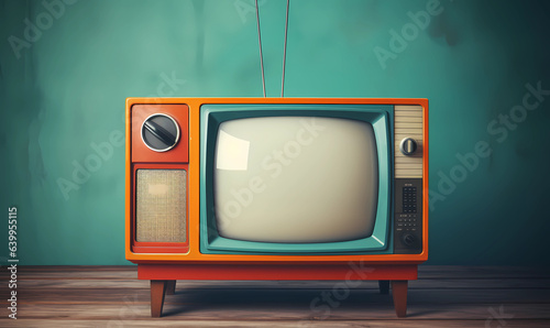 Retro old television on background. 60's concepts. Vintage style filtered photo.
