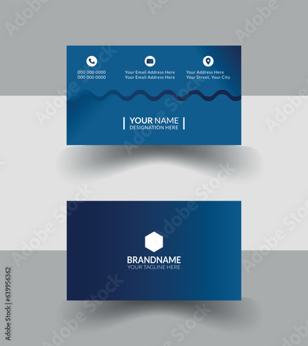 professional modern business card for multi perpose use .Corporate design mind and use simple bulueis gradeint.Very simple design but use stylish perpose.Easy editable vector file.Blue gradient card.