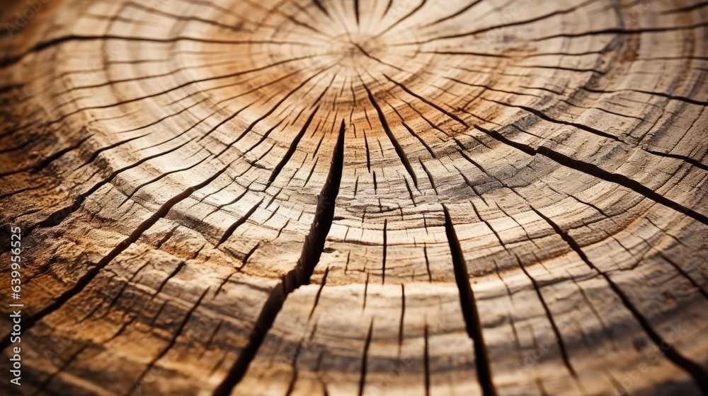 Fototapeta premium Background Wood texture of cut tree trunk, close-up