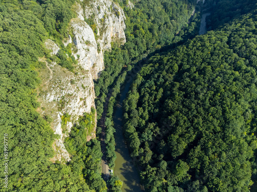 Aerial view of the Crisul Repede river in the area of the Vadu Crisului gorge - Romania photo
