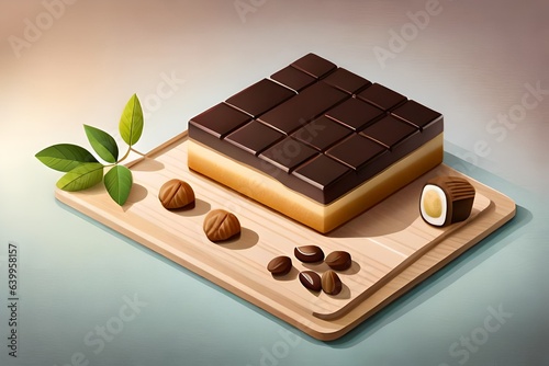 Mood-Boosting Foods Illustration, an image showcasing foods like dark chocolate, fatty fish, and nuts, known for their potential mood-enhancing properties