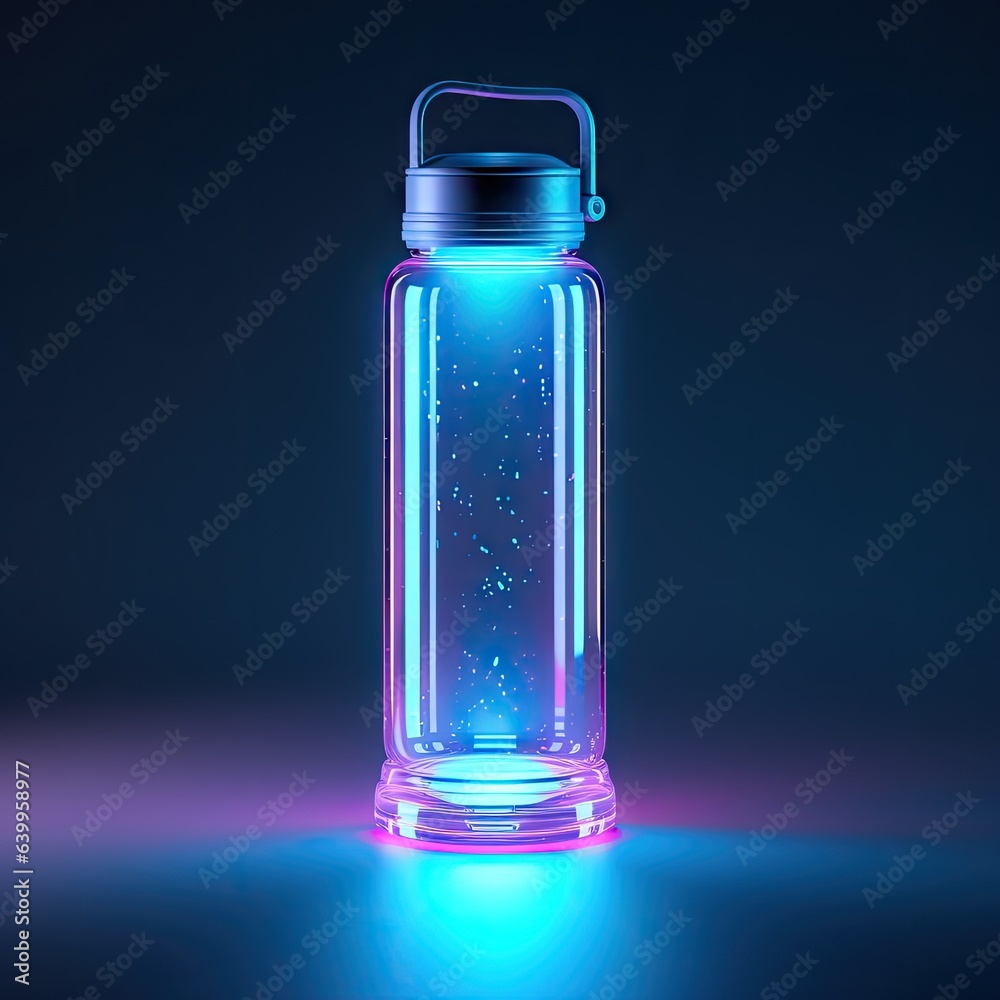3d render of a concept glowing water bottle