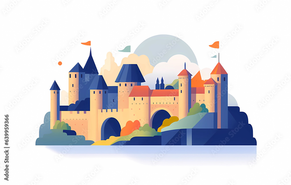 Illustration of beautiful view of Carcassonne, France