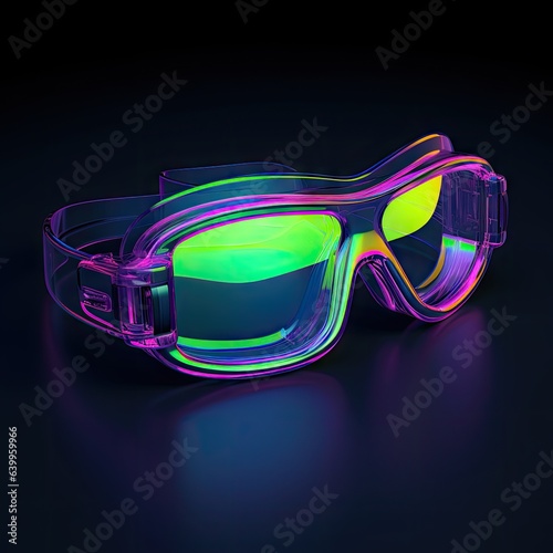 3d neon swimming goggles isolated