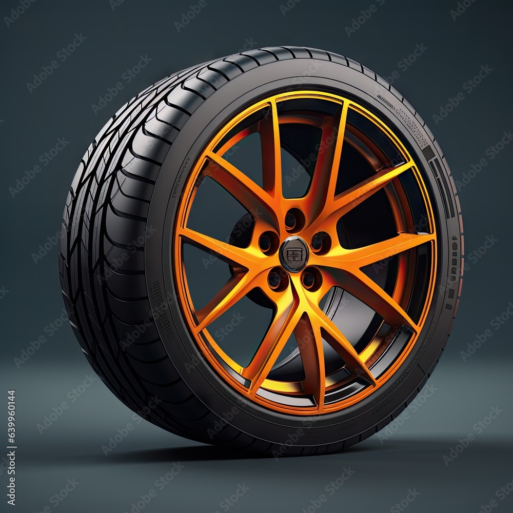3d rendering of a sports car wheel