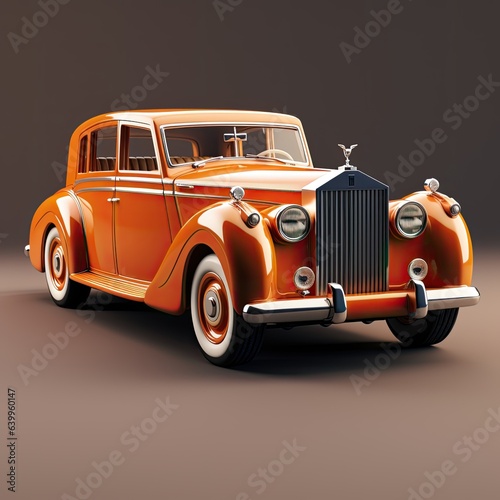 3d rendering of an old classic vintage roll royce toy car model