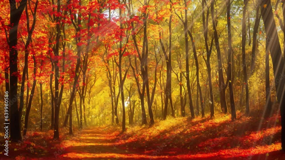 The Autumn Forest, Anime seamless Background.