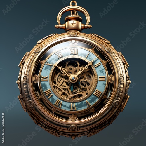 3d rendering of an old classic ancient vintage pocket watch