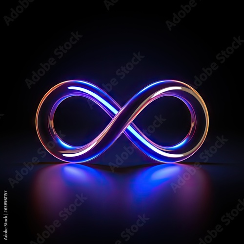 3d rendering of a neon glowing infinity symbol sign