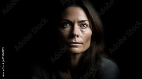 Therapist listening attentively to her patient on black background.