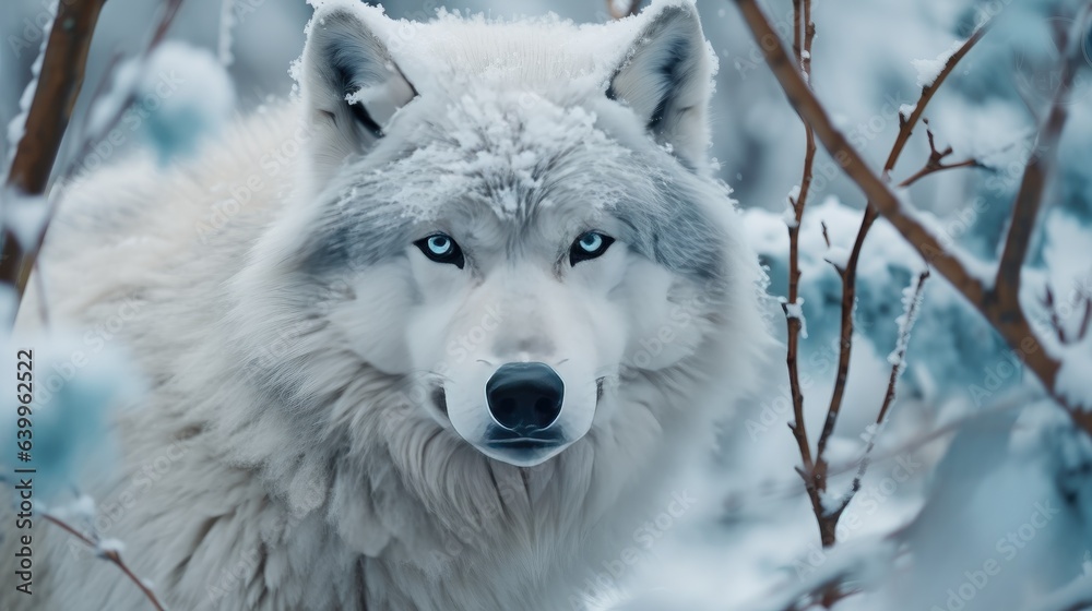 Obraz premium White wolf in the winter forest.