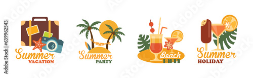 Summertime Holiday and Beach Vacation Label Vector Set