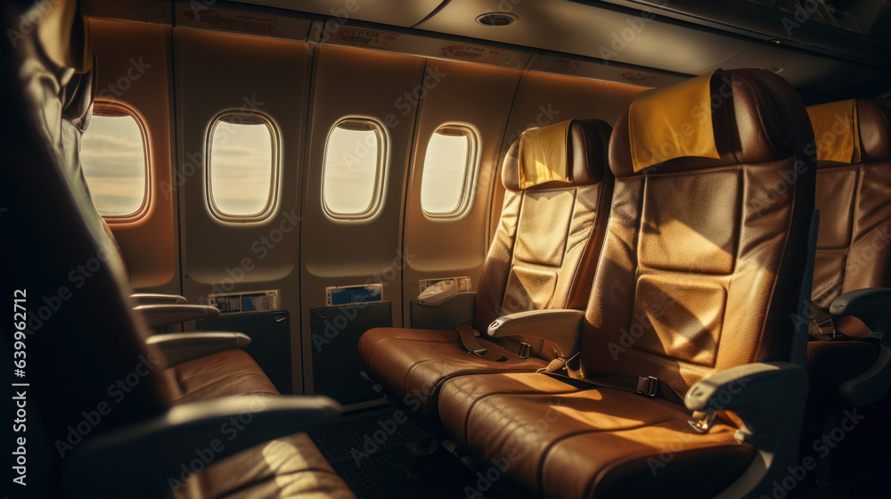 Fototapeta premium the seat in the airplane and window view