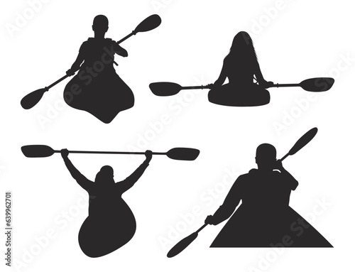 Billede på lærred Kayak silhouette, silhouette kayak vector, kayak silhouette clip art, kayak fish
