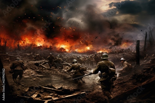 view of battlefield of world war one scene