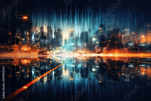 motion blurred view of city at night © DailyLifeImages