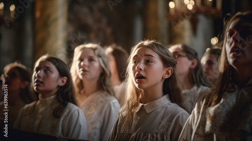 A choir singing during Easter service in a historic church.