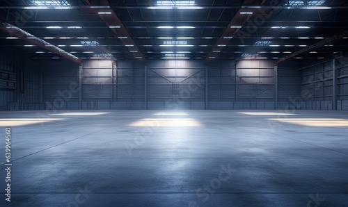 empty warehouse with concrete floor Generative AI