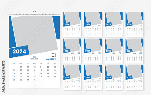 2024 calendar design template, 12 page 2024 creative wall calendar design template