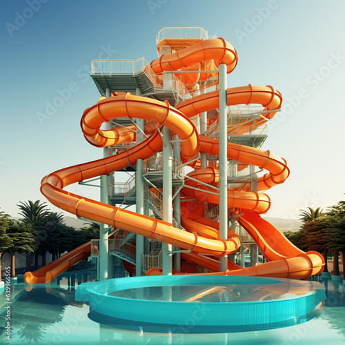 Slides in a water park.