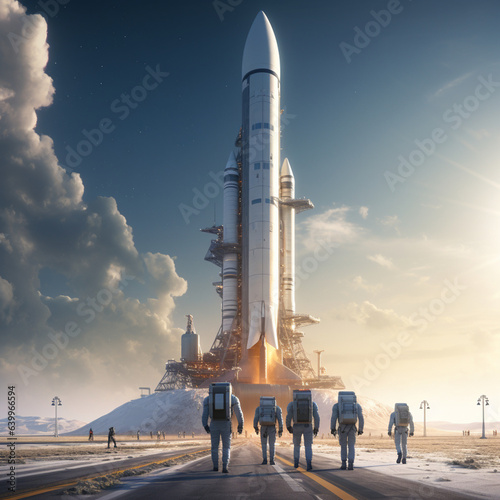 Astronauts going to the rocket launch pad.