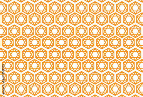 The triangle is nested inside the hexagon like a magic circle mainly use orange Use as a fabric pattern or a backdrop for various events