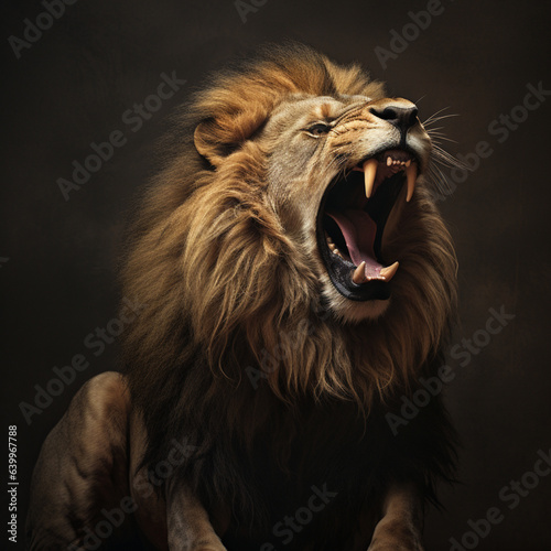 Lion roaring.