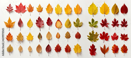 Autumn Bliss, Vibrant Collection of Isolated Leaves on White Background