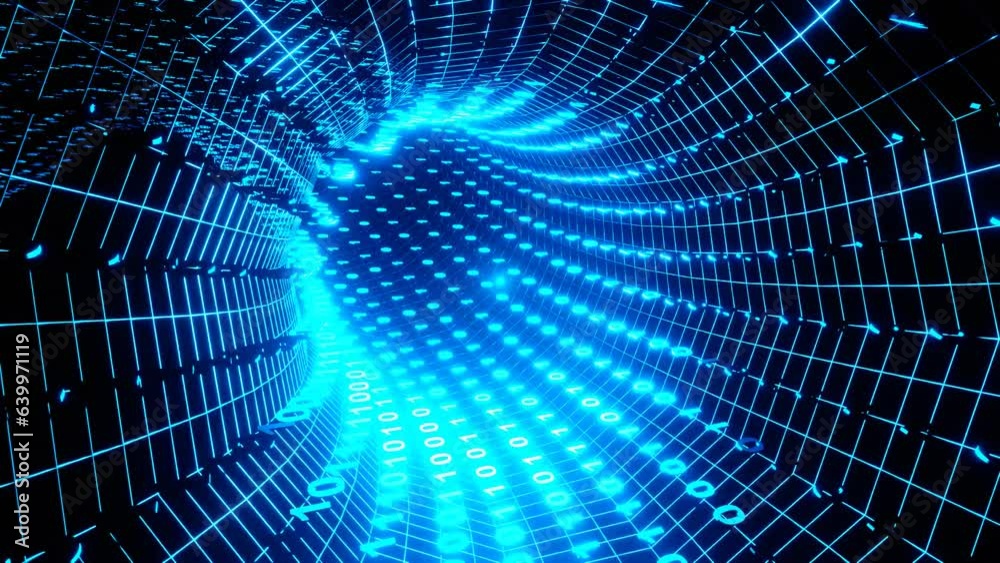 3d render abstract seamless background looped animation Neon Tunnel