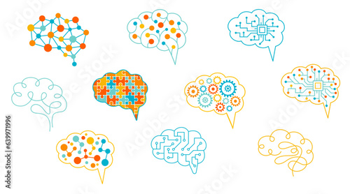 Abstract human brain symbol in flat style