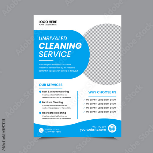 Cleaning Service A4 Flyer Template Design. House cleaning service poster flyer template, Poster brochure design, Flyer, leaflet design. Vector Illustrator EPS 10 version Editable and Print ready.