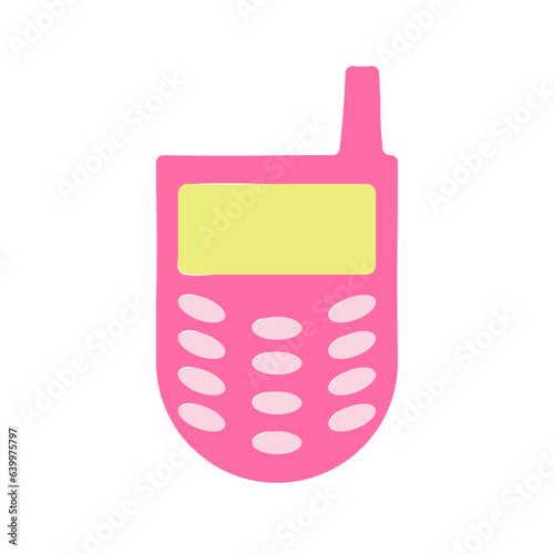 Yellow Pink Phone Decorative Element in Retro Groove Style