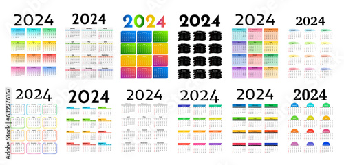Calendar for 2024 isolated on a white background