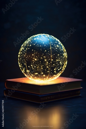 International Astronomy Day. astronomical reference book and a model of a star sphere on the table
