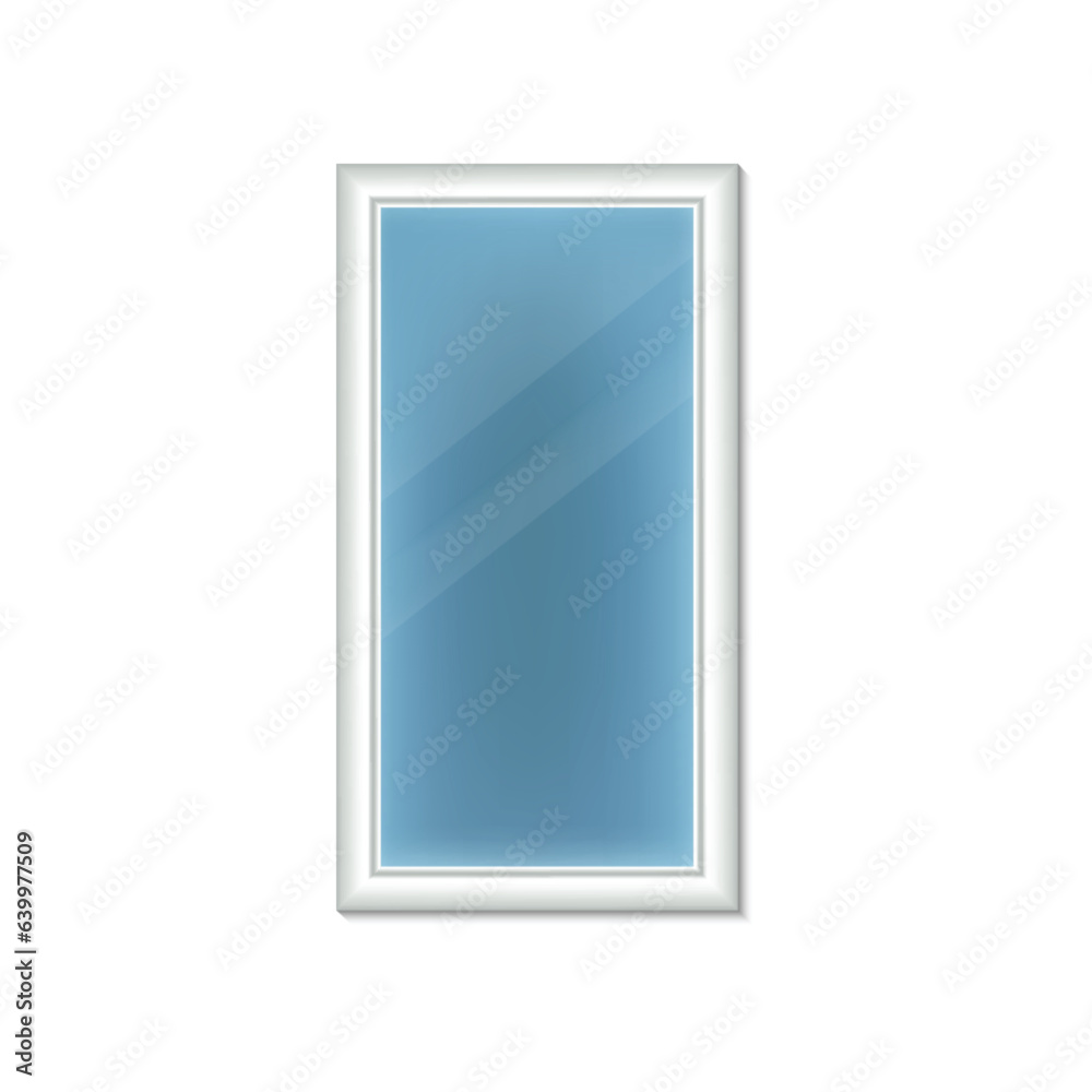 Realistic Detailed 3d Mirror Shaped as Rectangle for Decor Interior. Vector illustration of Mirror with Reflection on Glass Realistic Detailed 3d Mirror Shaped as Rectangle for Decor Interior. Vector illustration of Mirror with Reflection on Glass