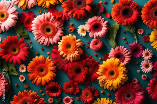 Gerberas are beautiful flowers that make a wonderful present for moms on Mother's Day. They are bright and have many different colors.. Creative resource, AI Generated