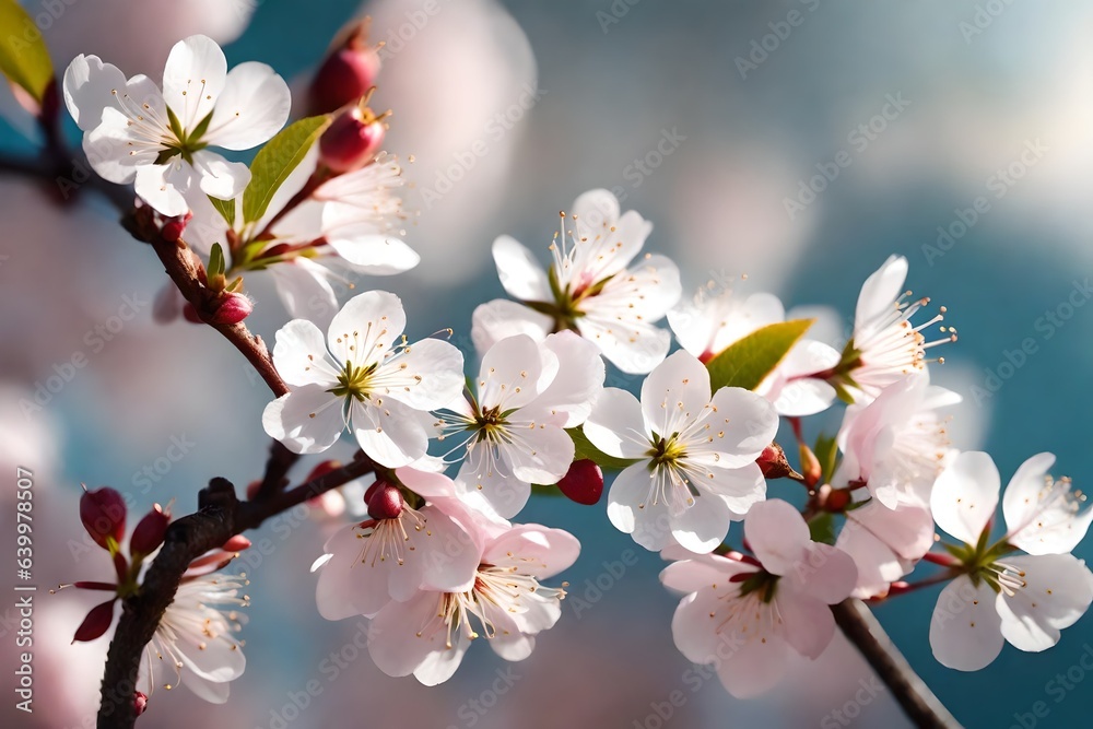 The beautiful flowers from cherry trees, which were a special gift for Mother's Day, were picked carefully and with kindness.. Creative resource, AI Generated