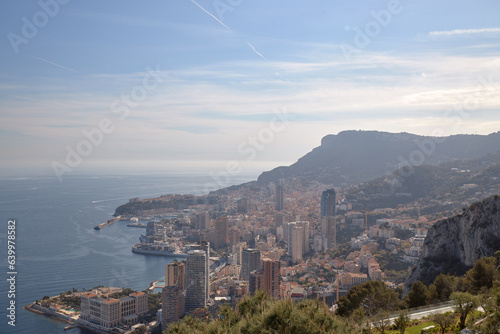 Aerial view of Monaco at sunset. photo
