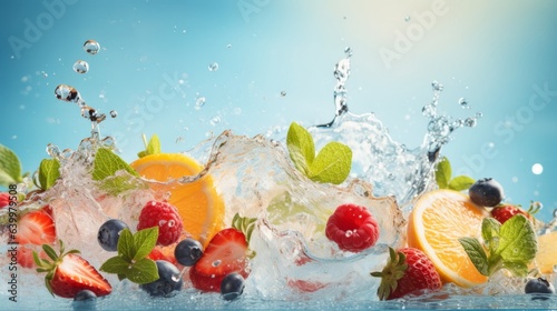 fruits falling into water